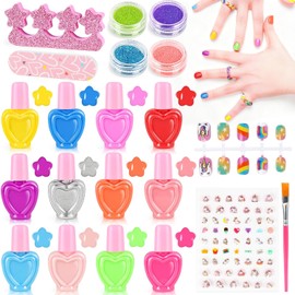 Oisacirg Kids Nail Polish Set for Girls, 21Pcs Non-Toxic Peel-Off Water-Based Toddler Nail Polish Kit, Makeup Toys Christmas Birthday Gifts Toys for Toddlers Kids Girls Age 8 9 10+