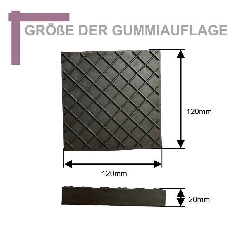 120 x 120 x 20 mm Rubber Pad with Waffle
