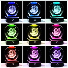Enjinkail 3D Crystal Ball Moon Astronaut with Rose Rimantic Gifts for Women Men Adults Snow Globe Space Desk Decor with LED Base Night Light, Laser Engraved Astronomy Gifts for Science Lovers