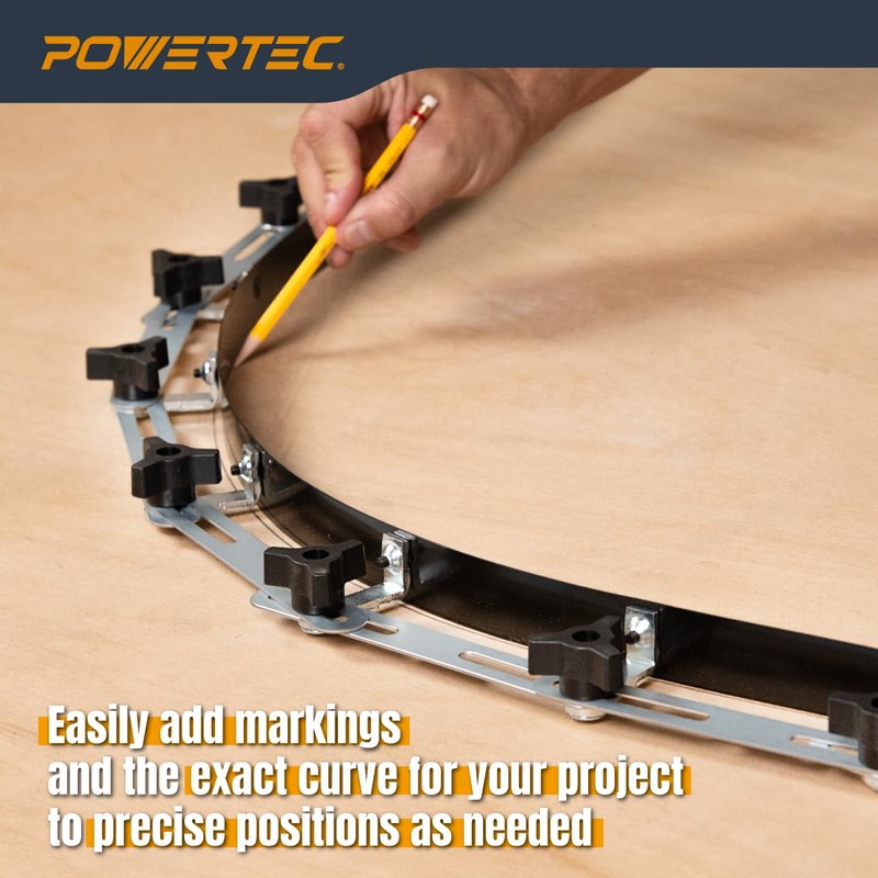POWERTEC Flexible Curve Template Ruler 107", Wood Curve, Woodworking Profiling