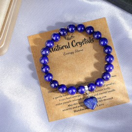 XIANNVXI Heart Bracelet Women's Stone Crystal Bracelet Beads Bracelet 8 mm Pearl Bracelet Girlfriend Bracelet Jewellery Birthday Gift Christmas Gifts for Women, Stone