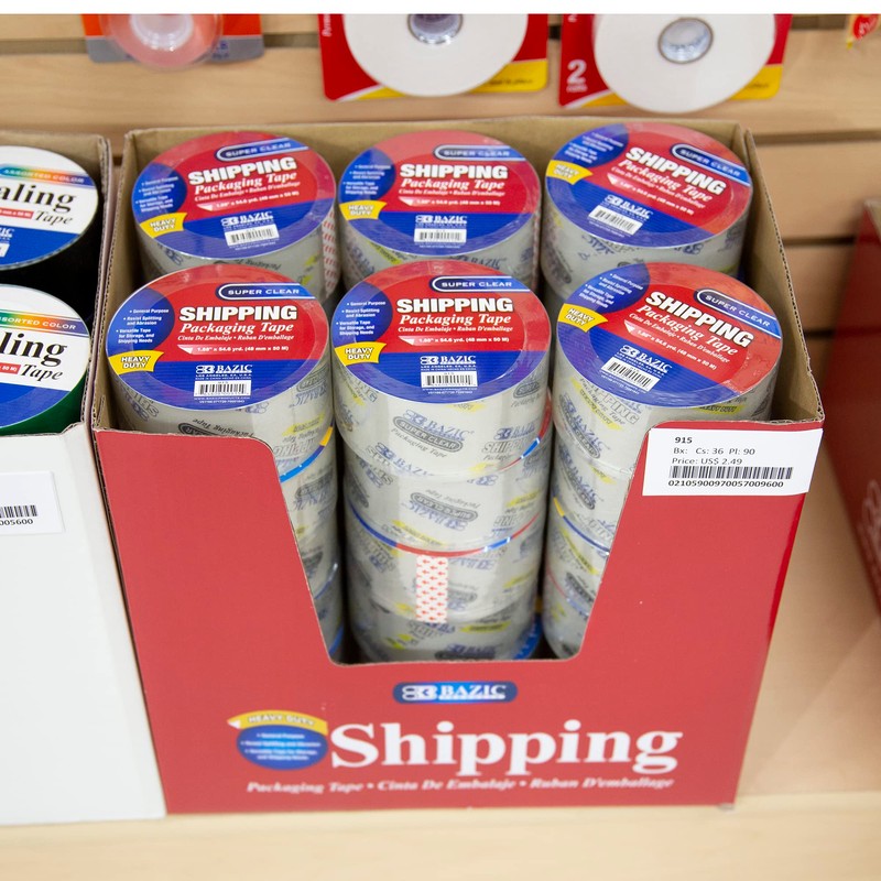BAZIC Super Clear Heavy Duty Packing Tape 1.88" x 54.6