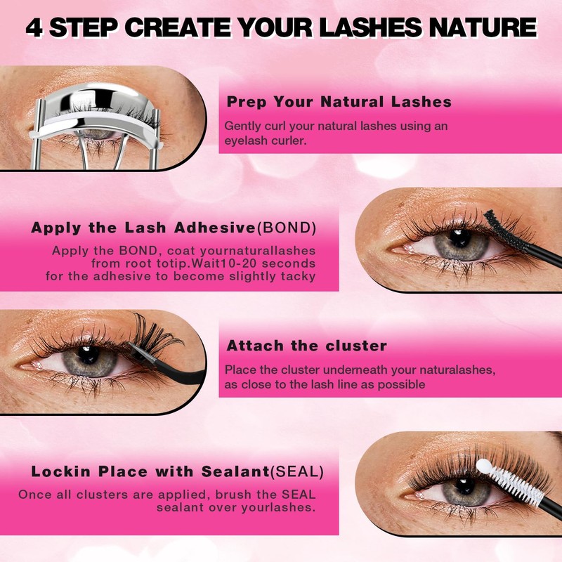 Individual Eyelashes 812pcs Cluster Lashes Kit with 2 Set of