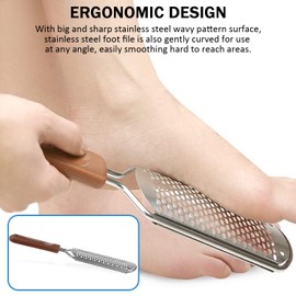 Washable Stainless Steel Foot File Callus Remover, Foot Scrubber and Heel Scraper for Cracked Heels,Foot Grater and Pumice Stone for Feet