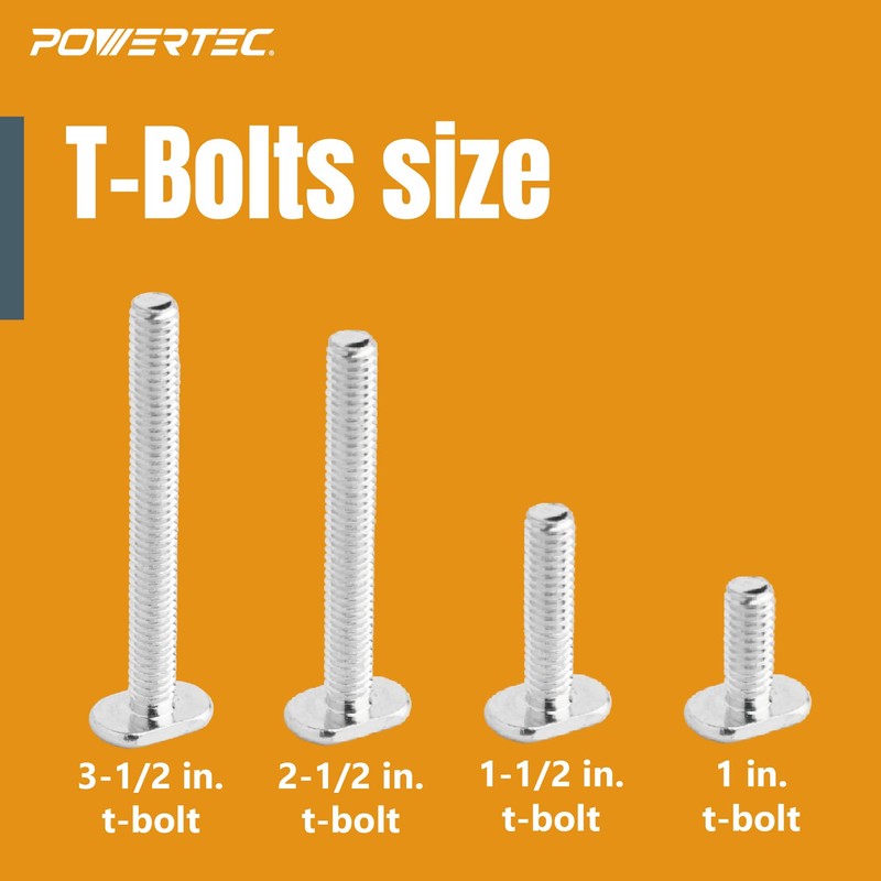 POWERTEC 71170 17-Piece Universal T-Track Kit w/ 48-Inch T Track