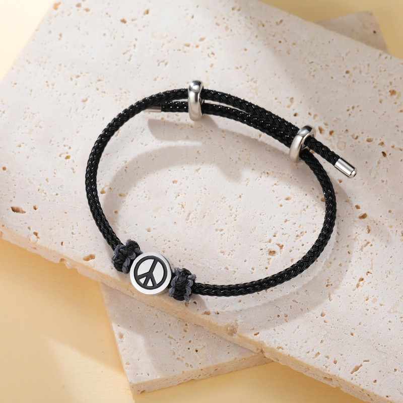 Dreamtimes Peace Symbol Bracelet for Men Women Hand Made Rope