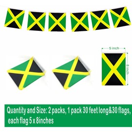 2 Packs Jamaica Flag Banner String - Jamaican Small Mini Bunting Banner for Indoor & Outdoor Decorations (60 feet long&60 flags)