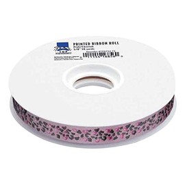 Top Performance Cheetah Printed Dog Grooming Ribbon, 50 yd, Pink