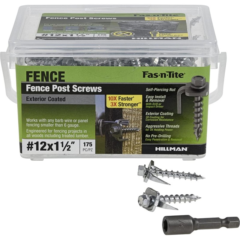 Fas-n-Tite Exterior-Coated Fence Post Screws, Heavy Duty Wood Screws for
