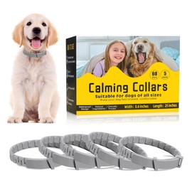 5 Pack Calming Collar for Dogs, Dog Pheromone Calm Collars Relief Anxiety Stress Separation Lasts 60 Days Relieve Bad Behavior, 25 in Size for All Small Medium and Large Dog (Gray)