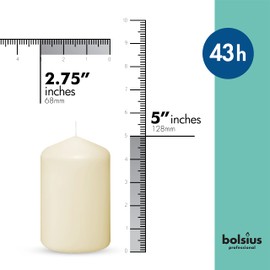 BOLSIUS 12 Ivory Pillar Candles Set - Unscented 43 Hour Long Lasting Candles - 2.7-x 5.1-inch Dripless Clean Burning Smokeless Dinner Candle - Perfect for Weddings Parties and Special Occasions