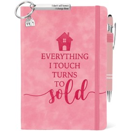Realtor Gifts Women, Realtor Leather Journal Pink 200 Pages Notebook A5 Lined with Pen, Everything I Touch Turns to Sold, Gifts for Real Estate Agent Female Realtor Birthday Closing Christmas