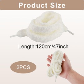 QYHON 2 Paar Flauschige Schnürsenkel – 120 cm Plüsch Schnürsenkel Rund, Furry Laces für Sneaker & Campus-Schuhe, Weiche Elastische Schuhbänder als Ersatz, Weiß