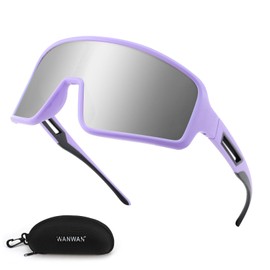 WANWAN Men Women Sports Sunglasses, Baseball Cycling Running Softball 80s 90s Glasses for Youth Adults Visor Shades