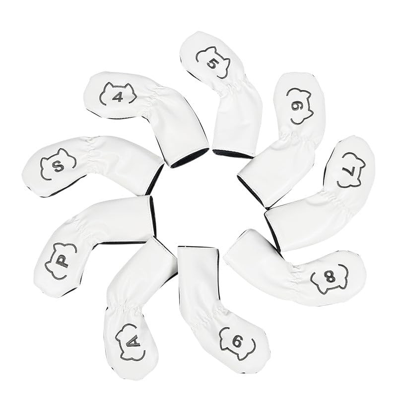 Leather Golf Club Iron Head Covers 9 Piece Set Cat