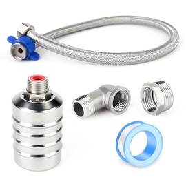 TAISHER 1/2" 3/4" 304 Stainless Steel Automatic Water Level Control Float Valve with Adapter and Water Supply Line, For Water Tank Stock Tank Pool Water Level Control