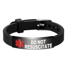 UNICGIFT Medical Alert Bracelet Pre-Engraved DO NOT RESUSCITATE Identification Wristband for Women Adjustable Band Security Clasp Stainless Steel