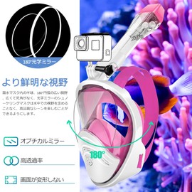 HEARTST Full Face Snorkel Mask, Double Floating Ball Design, Anti-Leak, 180° Ultra Wide Angle Diving Mask, Anti-Fog Design, Freely Breathable, Diving Mask, Snorkeling Mask, Can Be Attached to Sports