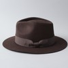 ReqHatter Middle Brim Flat Felt Hat, Center-Fold Fedora, Wide Brim,