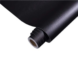 Taamall Self Adhesive Solid Color Matte Textured Vinyl Paper Peel Stick Waterproof Shelf Drawer Liner Cabinet Sticker 15.8inch by 98inch (Black)