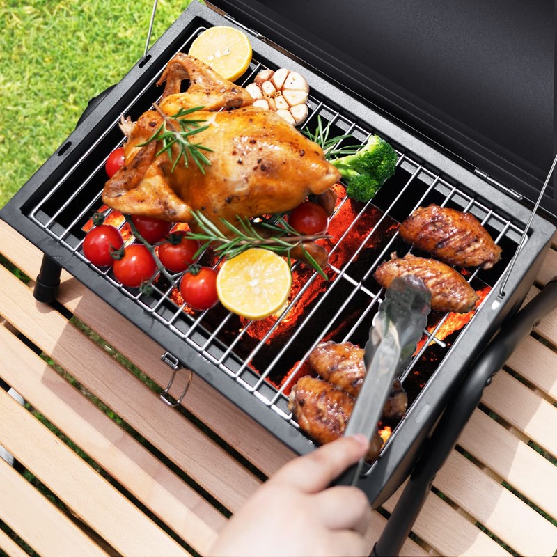 Portable Charcoal Grill, Tabletop Outdoor Barbecue Smoker, Small BBQ Grill