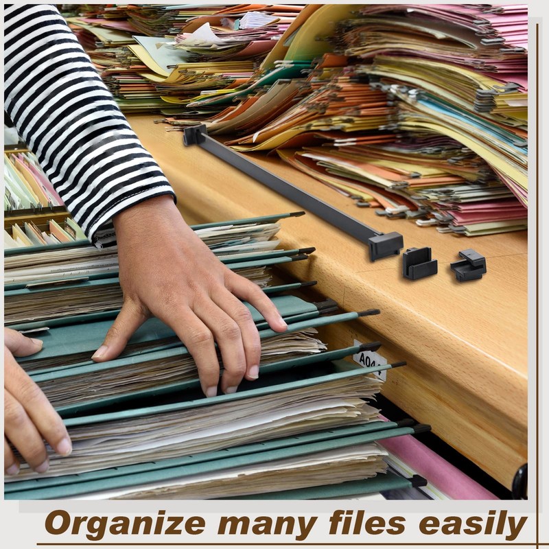24 Pcs Hanging File Rail and Clip Set 16 Aluminum
