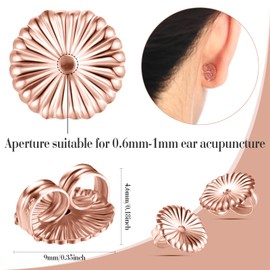 Hicarer 8 Pieces Earring Backs for Droopy Ears Large Earring Backs for Studs Replacement Secure Earring Lifters for Heavy Earring (Platinum, Silver, Gold, Rose Gold,9 mm)