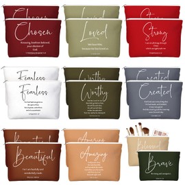 Huhumy 20 Pcs Christian Gifts for Women Religious Makeup Bags Cosmetic Inspirational Bible Verse Pencil Pouch with Zipper Mothers Day Thank You Church Gift Mom Travel Employee(Joyous,Bible Words)