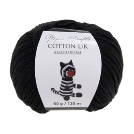 Utopia Crafts Amigurumi Cotton DK Yarn for Crochet and Knitting 50% Cotton, 50% Acrylic Blended, 50g (1, Black)