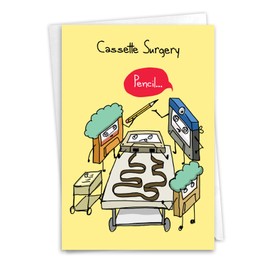 NobleWorks, Funny Surgery Recovery Greeting Card with 5 x 7 Inch Envelope (1 Card) Cassette Surgery C10822SUG