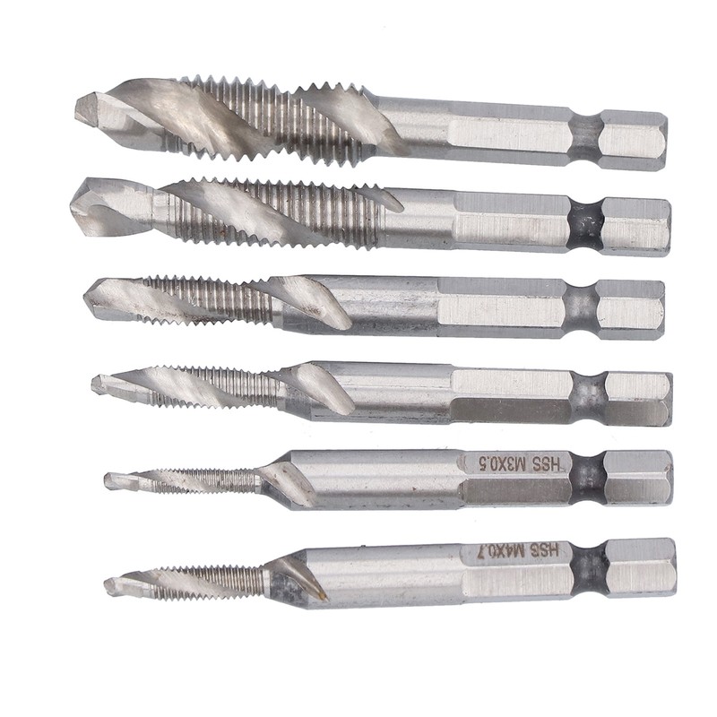 Drill Tap Bit Set Hex Shank Metric Combo HSS Ti