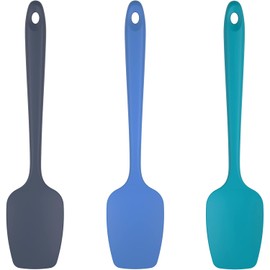U-Taste Juego de espátulas de silicona para cuchara, raspador de goma flexible sin BPA, resistente al calor, a 600 ° F, para cocinar, mezclar, hornear, utensilios de cocina, juego de 3 (600ºF resistente al calor, Multicolor)