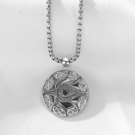 YEESIA Evil Eye Necklace for Men Sterling Silver Celtic Knot Evil Eyes Protection Necklaces Black Devil's Eye Pendant with Stainless Steel Chain Jewelry Gift for Women