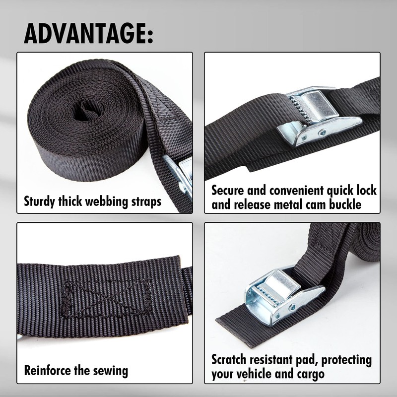 Cartman 2.5 cm x 4.6 m Lashing Straps with Adjustable