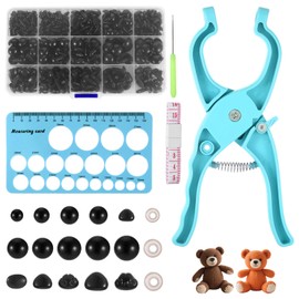 Safety Eye Tool, Crochet Safety Eyes for Crocheting Auxiliary Tool 566 Pcs Safe Eye and Noses for Amigurumi 10-30mm Crochet Doll Safty Eyes Sizer Accessories Stuffed Animals(Blue)