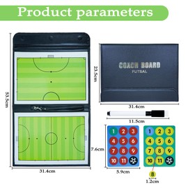 RoseFlower Football Tactics Board Football Trainer Folder Football Tactics Folder Football with Marker Pen Tactical Board Football Magnetic Board Soccer Coach Board for Training Game Analysis