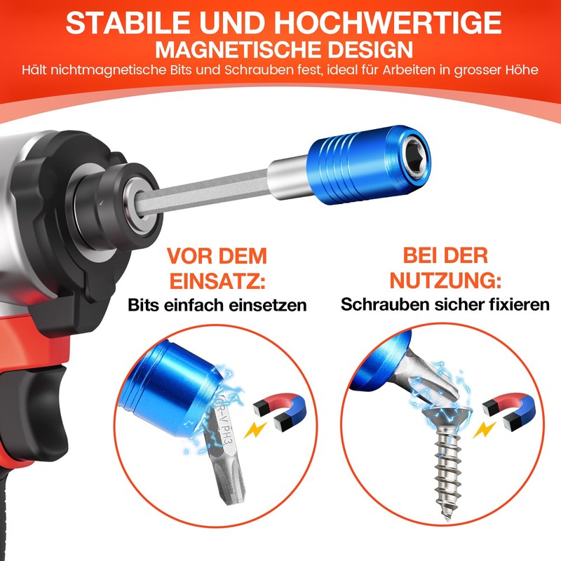 2 pieces magnetic quick-change impact bit holder, 4 inch bit