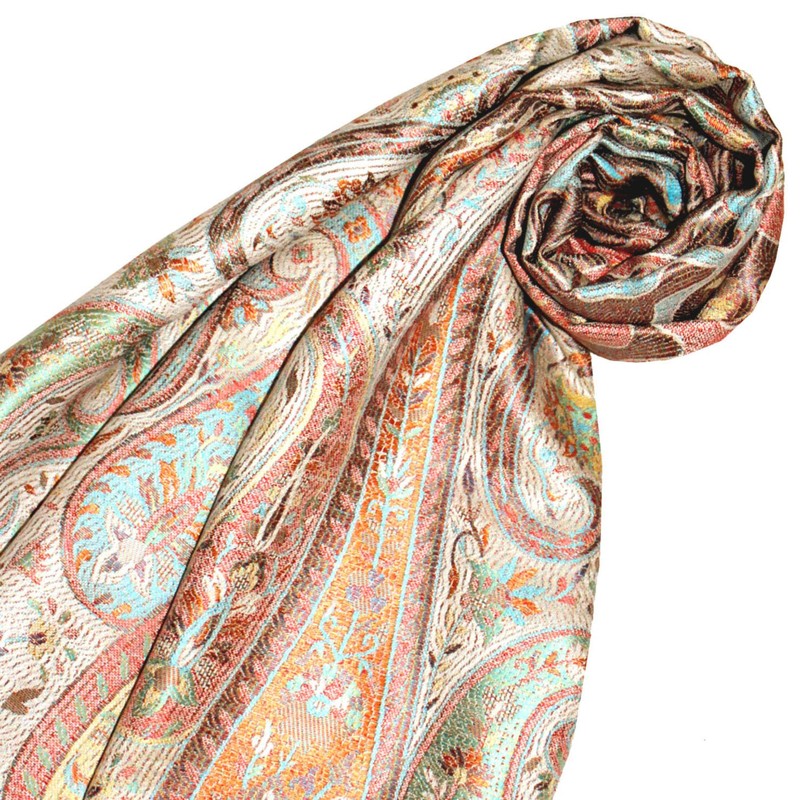Lorenzo Cana Luxury Pashmina Scarf Jacquard Woven 100% Silk Paisley
