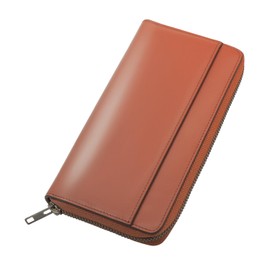 ACLUO Men's Long Wallet, Cowhide Leather, YKK Zipper, Coin Purse, Large Capacity, Braun