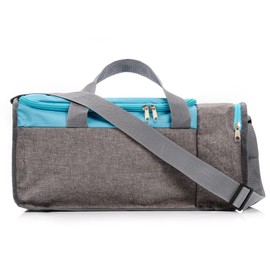 Sports Bag Gym Holdall Men Women Duffel Shoulder Fitness Bag Swimming Pool Bag Travel Holiday Strap Cabin Luggage Weekender Overnight Camping Small 20L Large 40L (Blue/Grey Melange, 20 L)