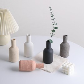 Ceramic Vase for Flowers and Pampas Grass, Modern Nordic Style Flower Vase for Home Decor, Simple Boho Style Decorative Flowers Vase for Centerpieces, Desk Decor, Room Decor, Wedding Gift (Pink)