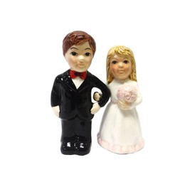 Pacific Trading Bride and Groom Pink Rose Magnetic Salt and Pepper Shakers