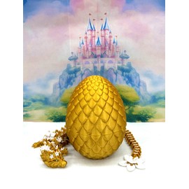 3D Printed Dragon with Dragon Egg, 12" Articulated Gold and White Cherry Blossom Dragon, Home Decor Executive Desk Toys,Fidget Toys for Autism/ADHD D032-GE