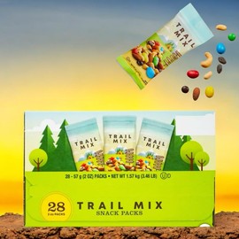 Trail Mix Snack Packs - Peanuts, Almonds, Cashews, Raisins, Chocolate, 28 Count, 2 oz Each, Kosher Dairy