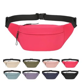 Riñonera impermeable para hombres y mujeres para correr Wais Pack para cinturón, Rojo rosa, Riñonera