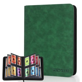 MewVeer Top Loader Card Binder, Holds 112 Top Loaders Storage, 4 Pockets with Sleeves, Trading Card Binder for Sports Cards, YGO/PTCG/MTG/TCG Game Cards Collection Binder - Dark Green