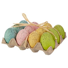 Raz Set of 12 Speckled Easter Eggs, 2.75 Inches x 1.5 Inch Faux Easter Eggs in Egg Crate Gift Packaging