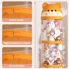 Organizador de Animales de Peluche,Jaula De Almacenamiento Para Muñecas De Peluche Y Juguetes Rellenos - Contenedor Transparente de Gran Capacidad con Ruedas, Sujetador de Juguetes, Decoración para Ha