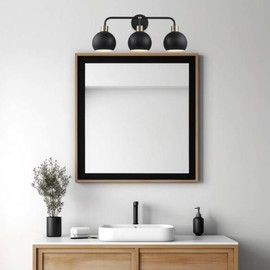 TRANS GLOBE 22533 BKAG-BK I Indigo Collection 23 Inch Three-Light Bathroom Vanity - in a Black & Antique Gold Finish | Metal & Iron Housing I Modern Contemporary Fixture |