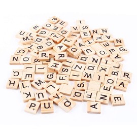Wooden Scrabble Tiles, 100pcs Scrabble Tiles Letters Alphabet Wooden Pieces Numbers Pendants Spelling Educational Toys for Kids Children Non-Toxic Eco-Friendly